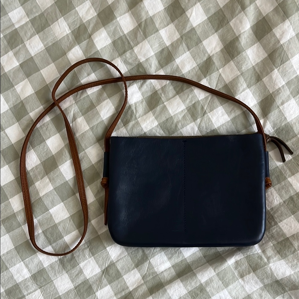 Madewell Leather Blue and Brown Crossbody Bag